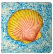 4&nbsp; Relief Ceramic Shell Tiles - Clam Shell (12)