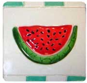 4&nbsp; Relief Ceramic Fruit Tiles - Watermelon (12)
