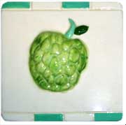 4&nbsp; Relief Ceramic Fruit Tiles - Sugarapple (12)